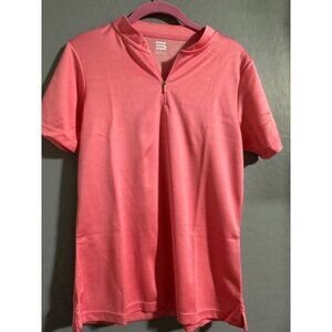 Zip-Up Collar Pink Short Sleeve Shirt By Three Sixty Six NWT